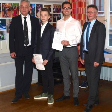 Förderpreisübergabe in Landau: Peter Esmann, William Lauth, Dario Leanza und Olaf Paul